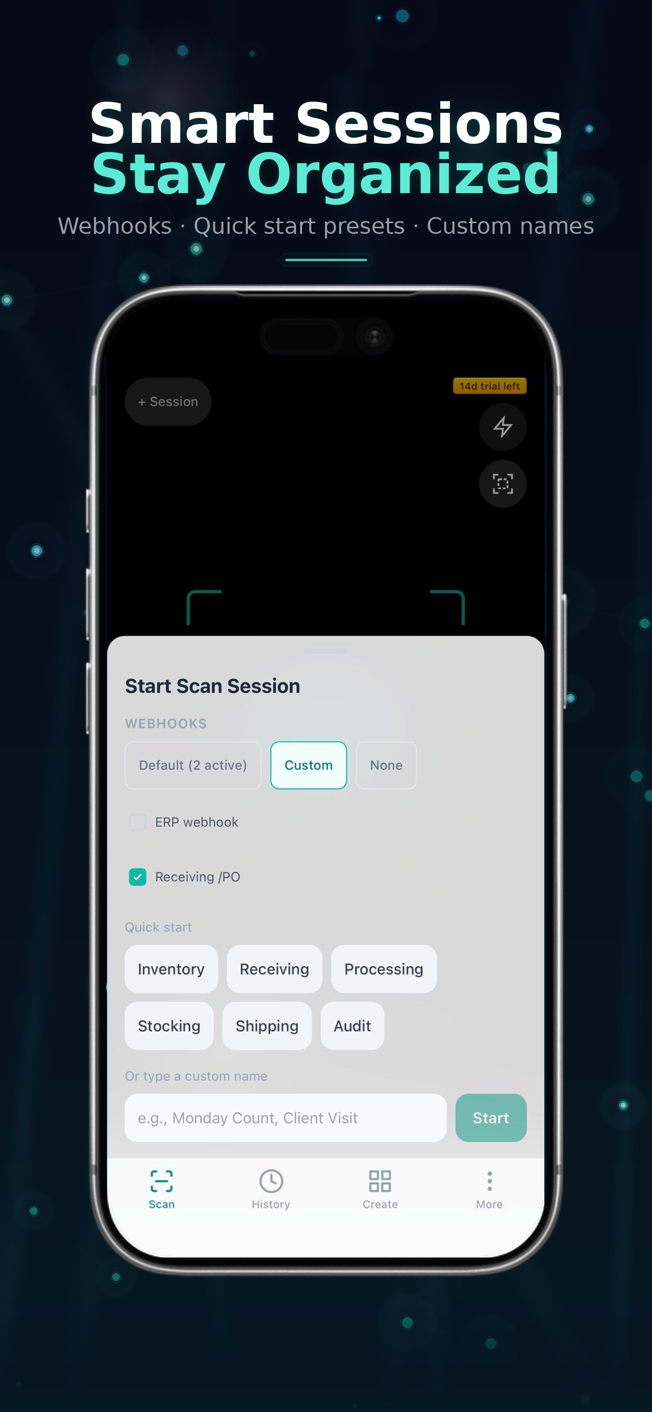 Smart sessions for organized workflows