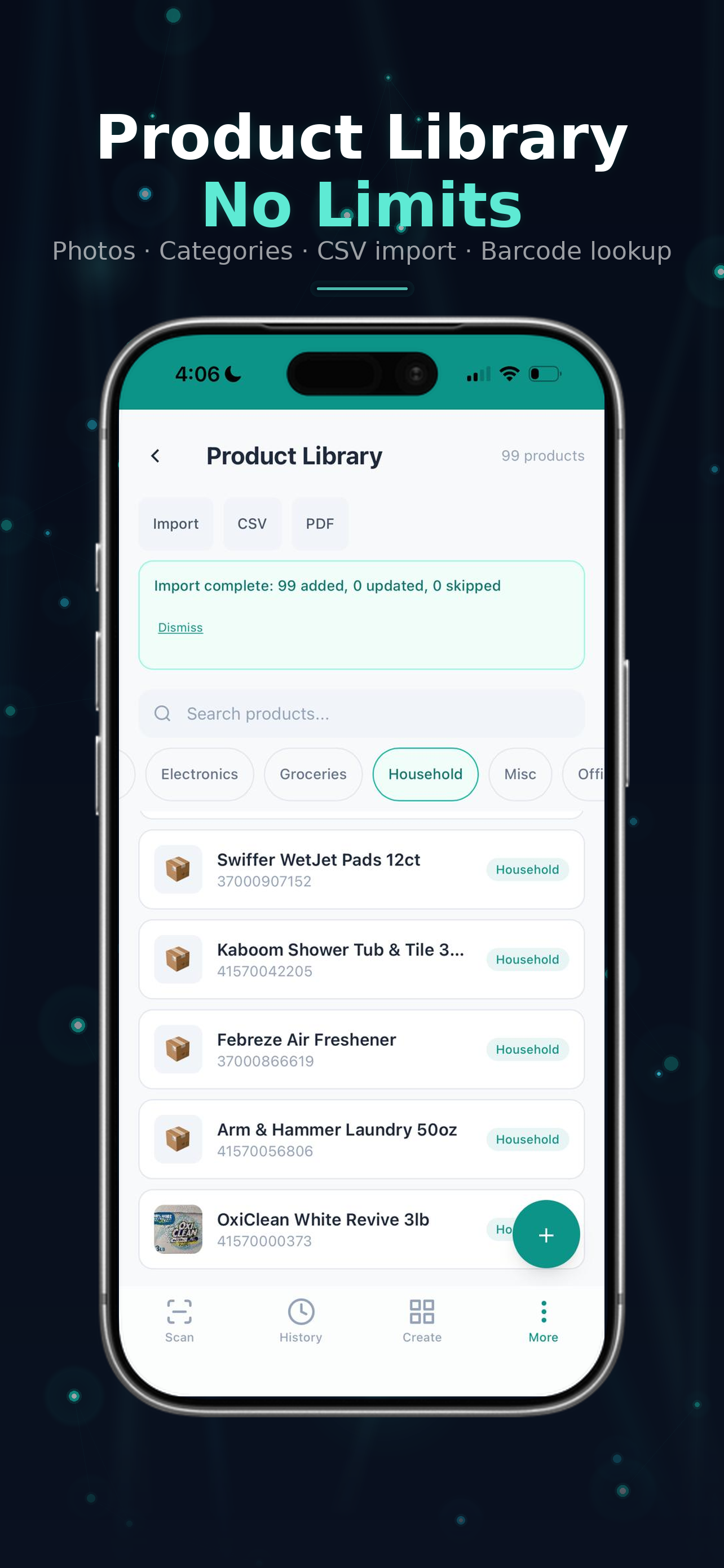 Product library with categories